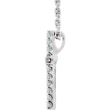 14 Karat White Gold Petite Blue Topaz Cross & Chain