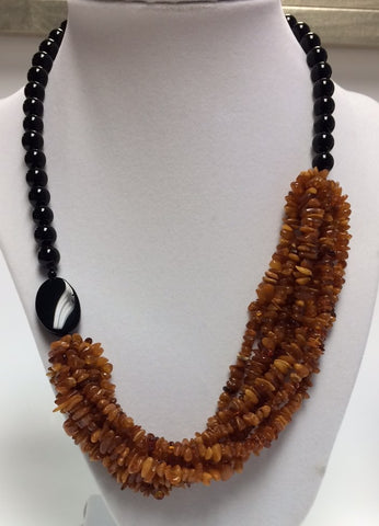 Black Onyx & Amber Necklace