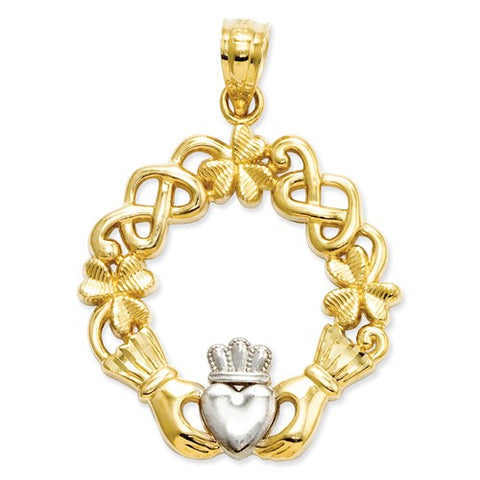 14 Karat Two Tone Gold Claddagh Pendant