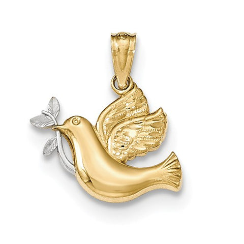 14 Karat Two Tone Dove Pendant