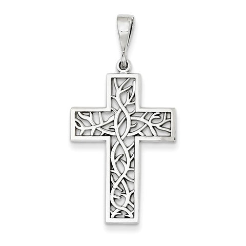 14 Karat White Gold Gents Thorn Cross