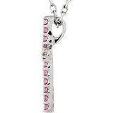 14 Karat White Gold Petite Pink Tourmaline Cross & Chain