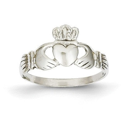White Gold Ladies Claddagh Ring