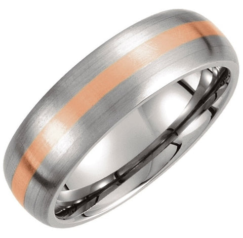 Titanium & 14K Rose Gold Gents Wedding Band