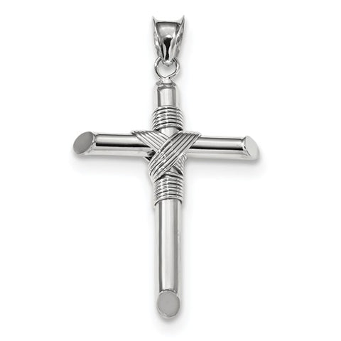 14 Karat White Gold Wrapped Tubular Cross