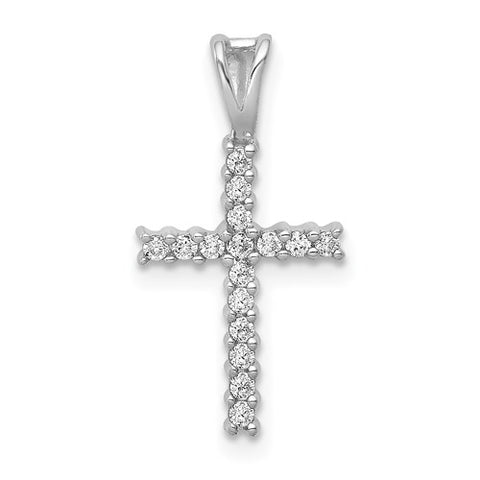 14K White Gold Diamond Cross