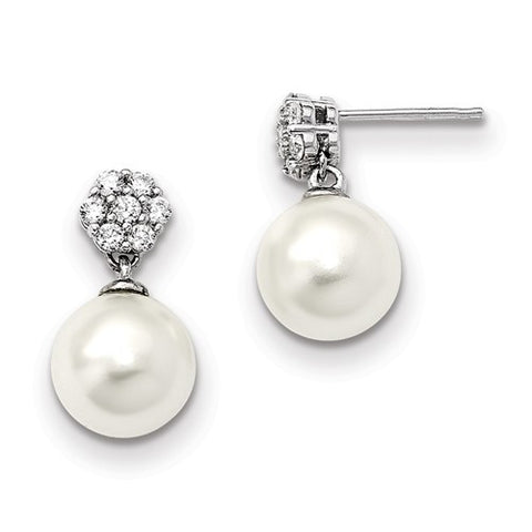 Shell Pearl & CZ Drop Earring