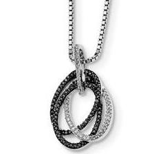 Black & White Diamond Triple Oval Pendant