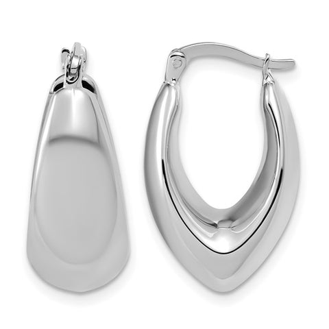 10K White Gold Polished Hoop Earrings