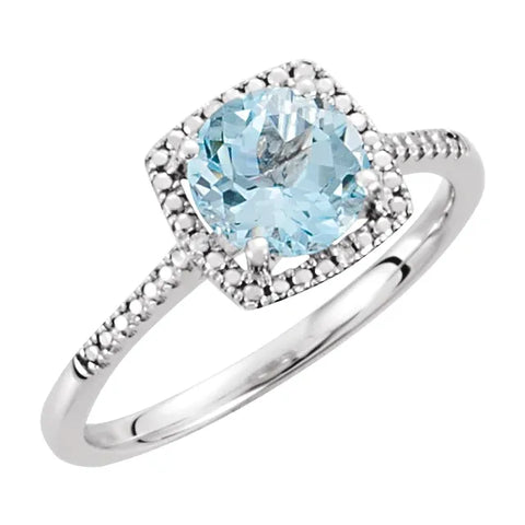 Sterling Silver December Birthstone Halo Ring