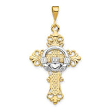 14 Karat Yellow & White Gold Claddagh Cross