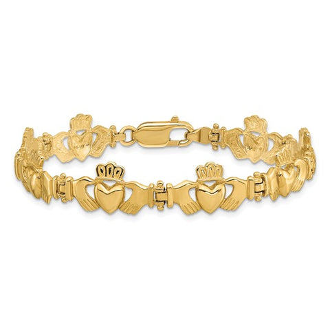 14 Karat Yellow Gold Claddagh Bracelet