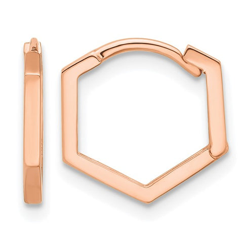 14 Karat Rose Gold Hinged Geometric Hoops