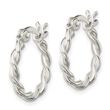 Sterling Silver Satin Twisted Hoop Earrings