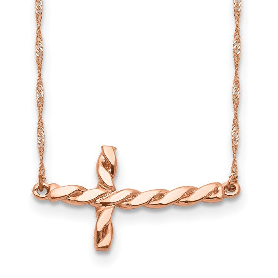 14 Karat Rose Gold Sideways Cross Necklace – Gigliotti Jewelers