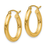 14k Polished 3mm Tube Hoop Earrings