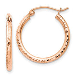 14 Karat Rose Gold Diamond-cut 2mm Round Tube Hoop Earrings