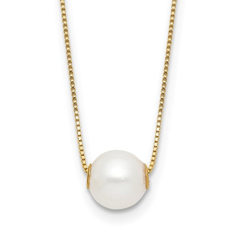 14 Karat yellow gold White Freshwater Pearl Necklace
