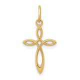 14 Karat Yellow Gold Small Ribbon Cross