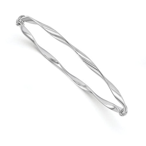 Ladies 10 Karat White Gold Twisted Bangle Bracelet