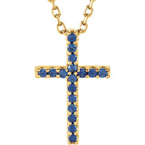 14 Karat White Gold Petite Sapphire Cross & Chain