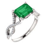 Contemporary Emerald and Diamond Ring