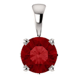 14K White Gold Lab Created Ruby Solitaire Pendant