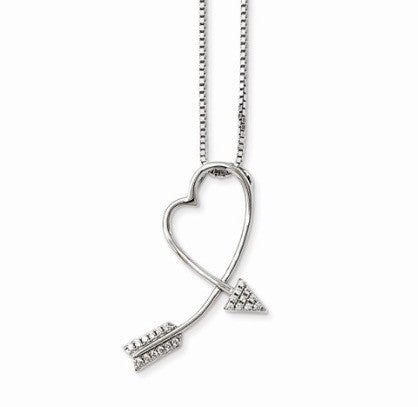 Sterling Silver & CZ Arrow Heart Necklace
