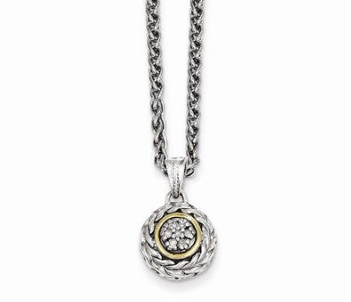 Sterling Silver with 14K Yellow Gold Diamond Pendant