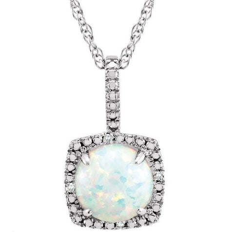 Sterling Silver October Birthstone Halo Necklace