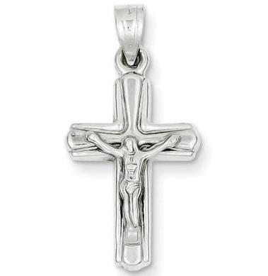 14Karat White Gold Reversible Crucifix/Cross