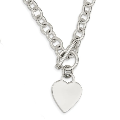 Sterling Silver Toggle Necklace with Heart