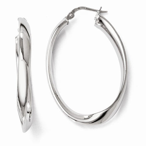 Sterling Silver Polished Twisted Oval Hoop