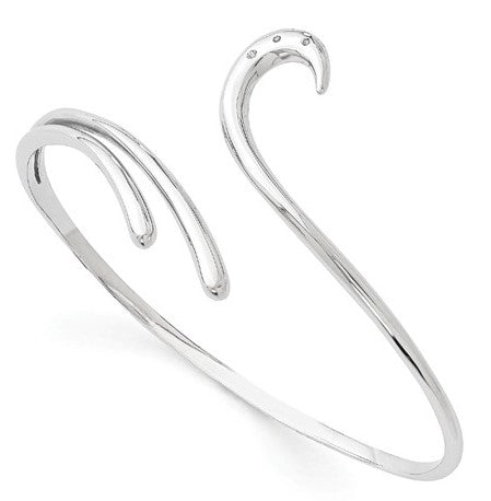 Sterling Silver Diamond Swirl Split Cuff Bangle Bracelet